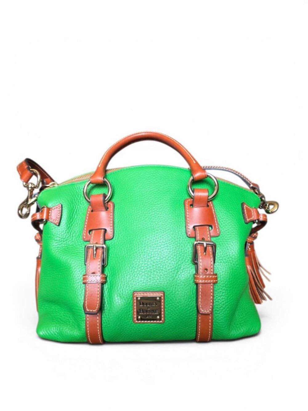 NWT Dooney & Bourke Bristol Satchel Kelly Green Pebble Leather Tassel Purse - Picture 4 of 16
